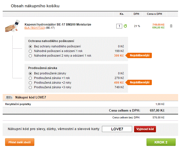 Kapesní hydronizátor BE-17 BM200 Moisturize