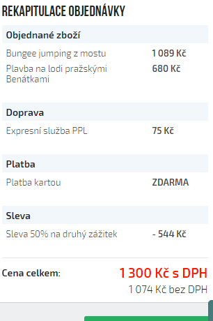 Sleva 50% na druhý zážitek
