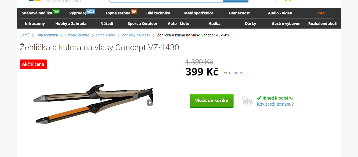 Kulma a žehlička na vlasy Concept