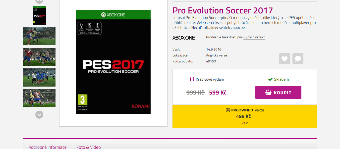 Pro Evolution Soccer 2017, XBox