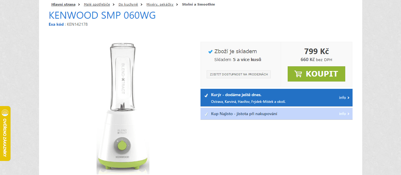 Smoothie mixér Kenwood SMP060WG