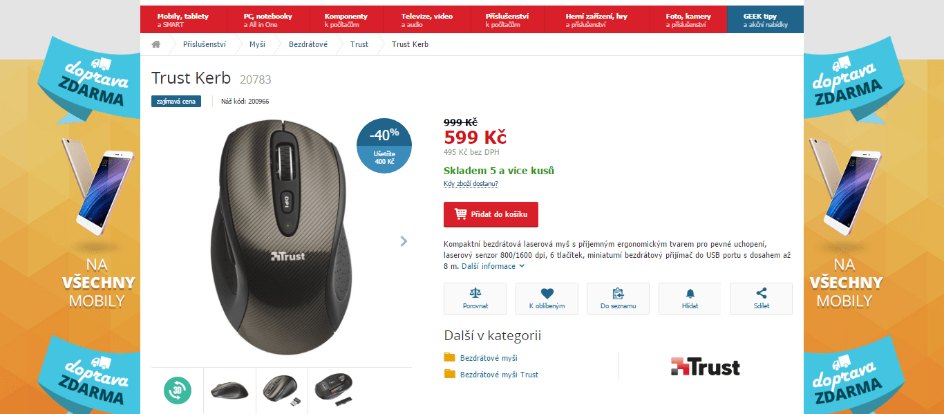 Bezdrátová laser myš Trust Kerb