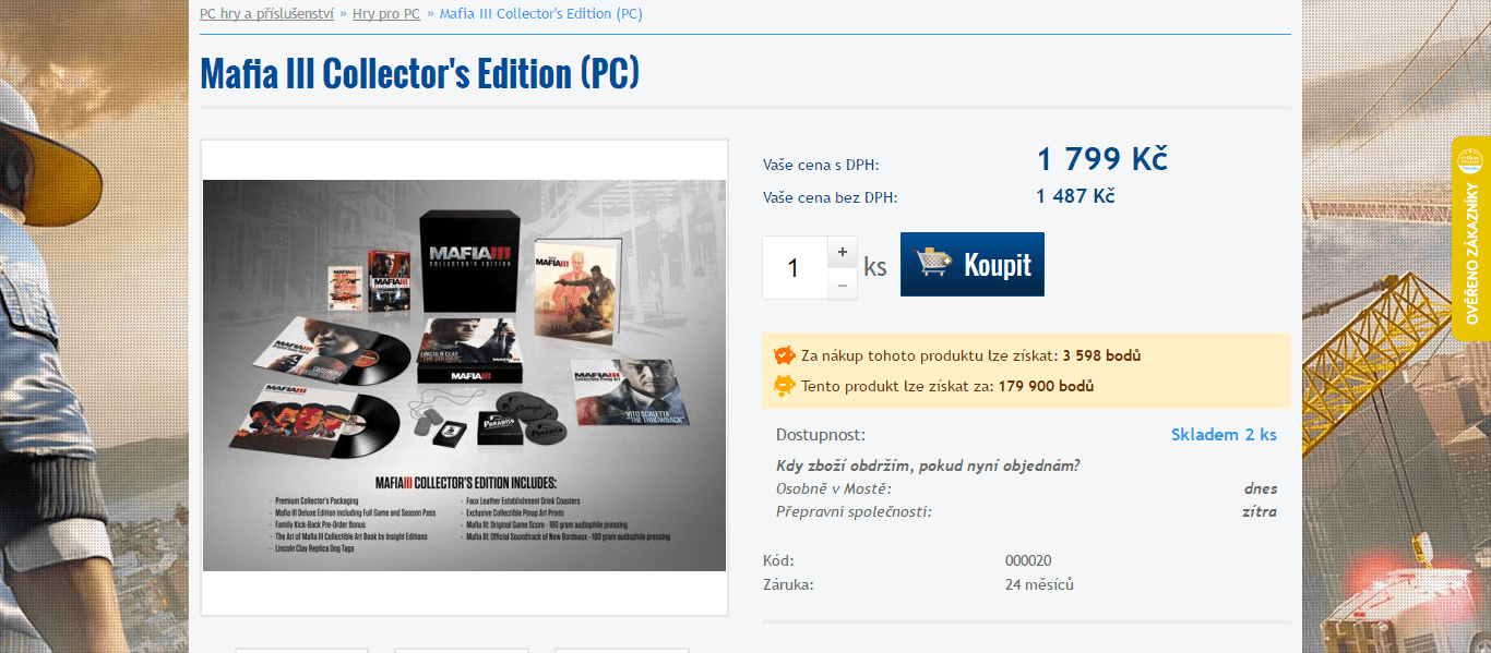 Sběratelská edice Mafia 3, PC
