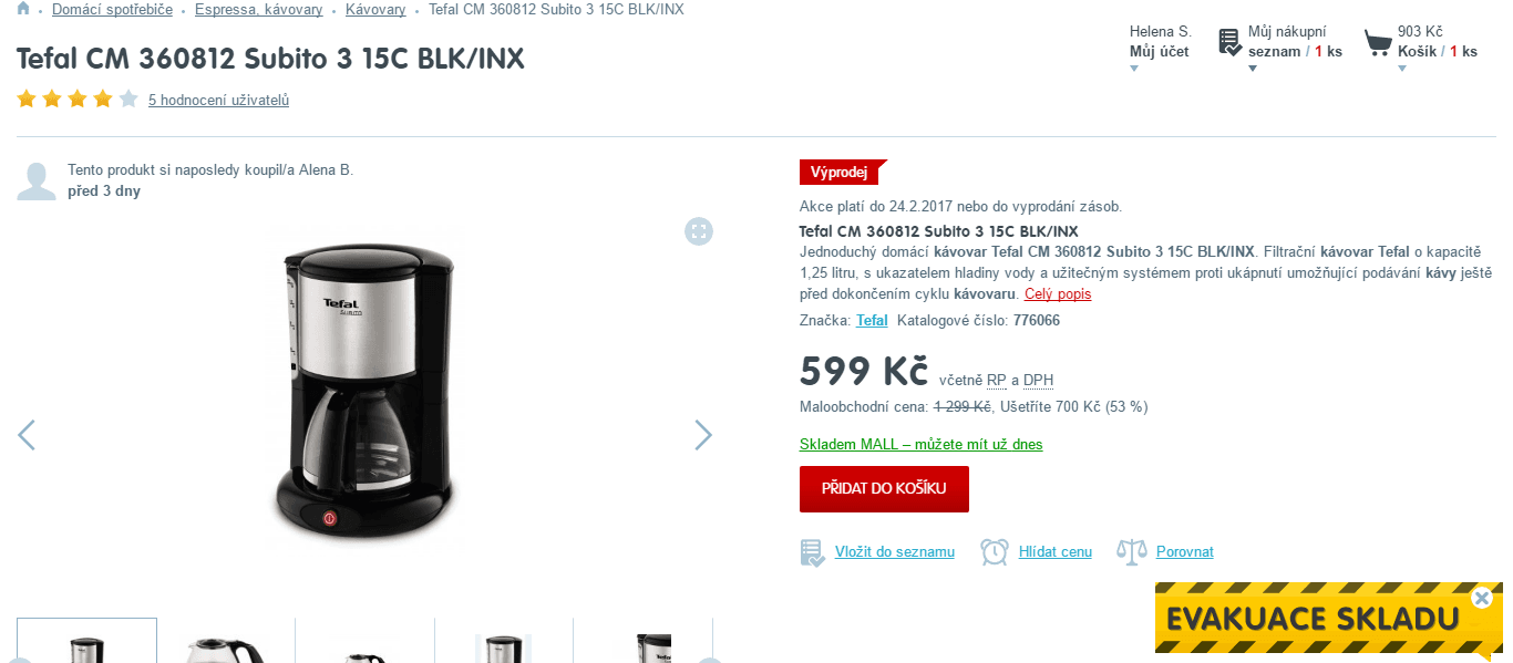 Filtrační kávovar Tefal
