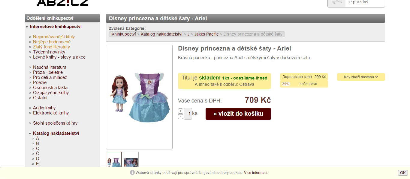 Disney panenka Jakks + dětské šaty Ariel