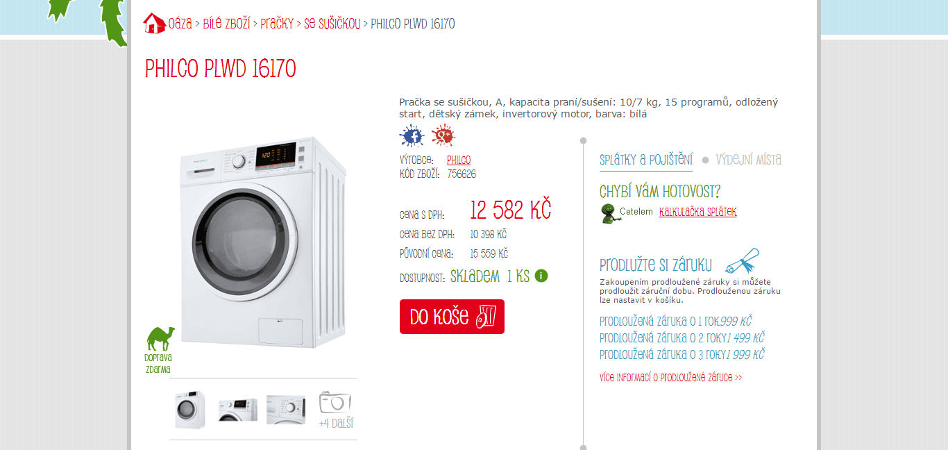 Pračka se sušičkou Philco, 10/7kg, 1600 ot.