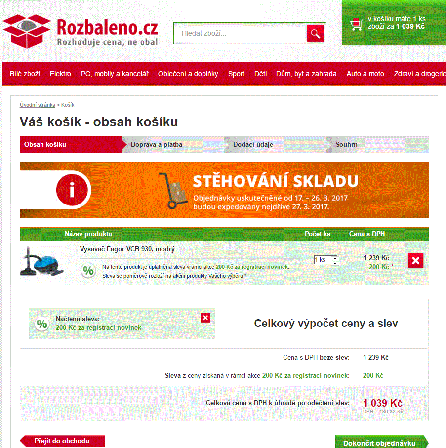 Vysavač Fagor VCB 930, sáčkový