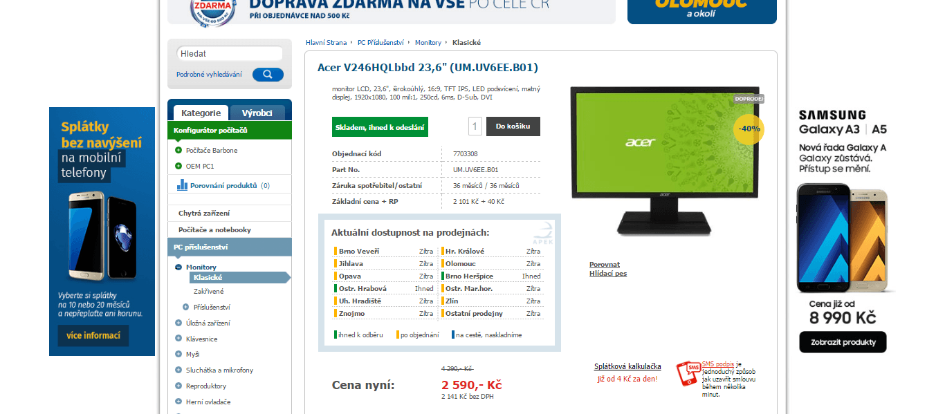 PC monitor Acer, 24", LCD