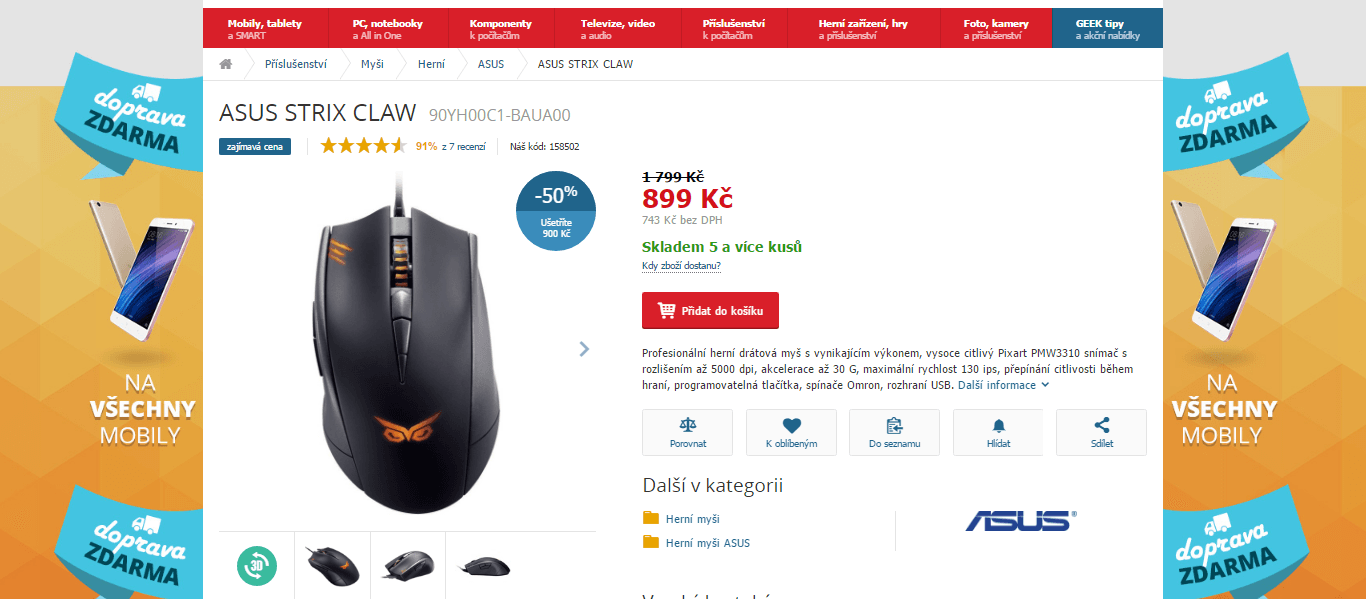 Herní myš Asus STRIX Claw