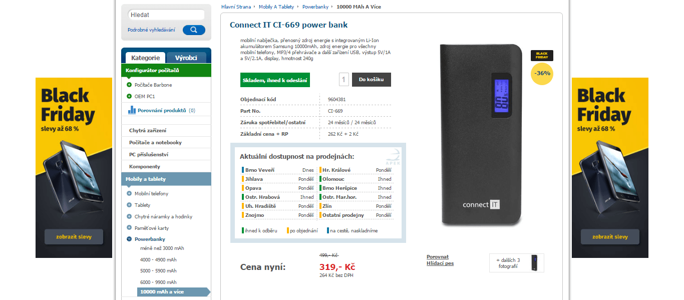Powerbanka Connect IT, 10.000 mAH
