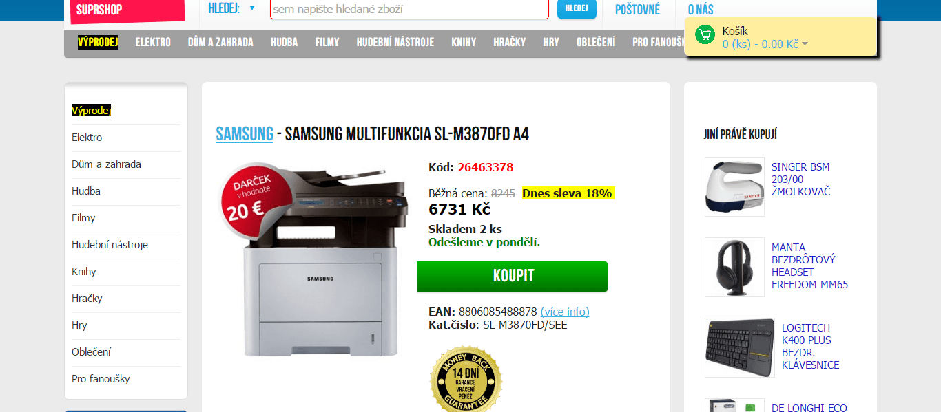 ČB, laser, multifunkce Samsung M3870