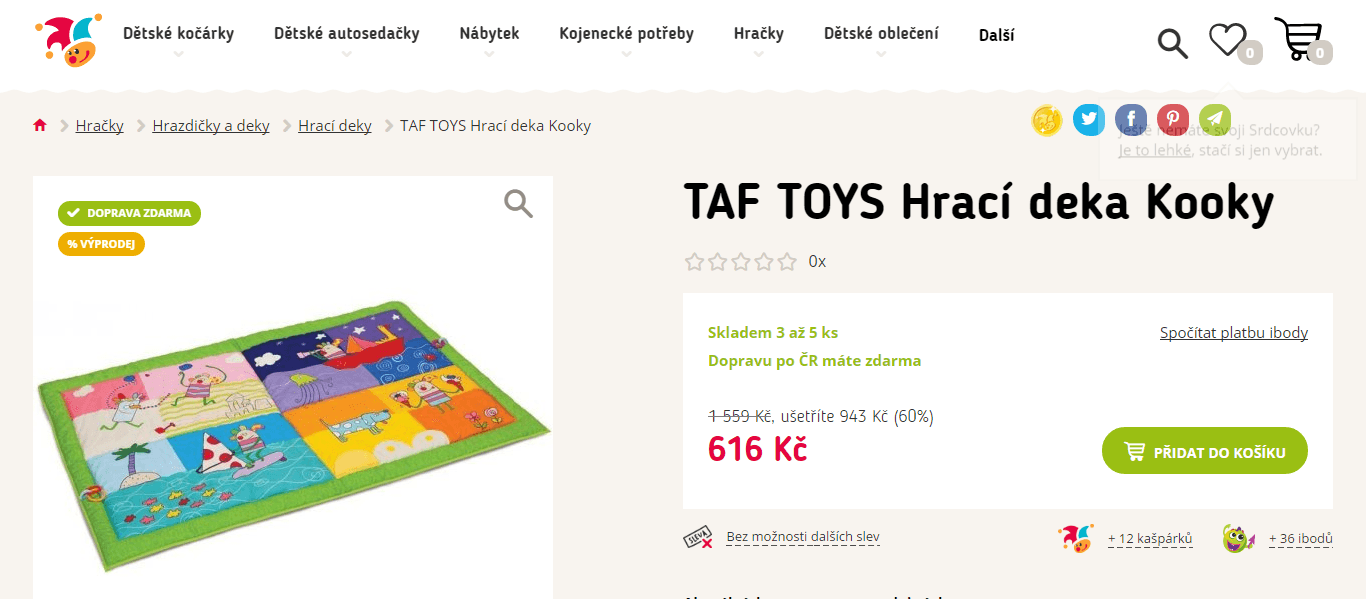 Hrací deka Taf Toys Kooky, 1x1 m
