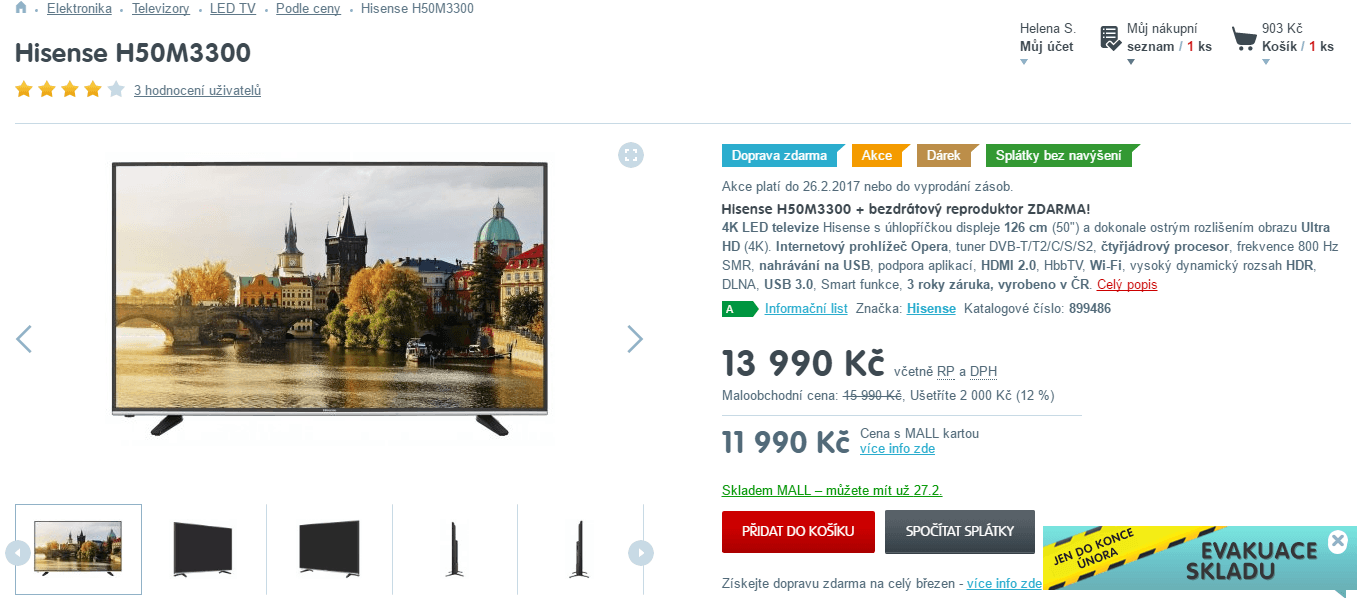 Ultra HD LED TV, Smart, 126 cm, HiSense