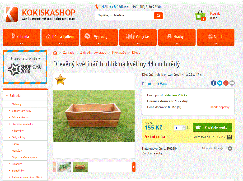 Dřevěný květináč truhlík na květiny 44 cm