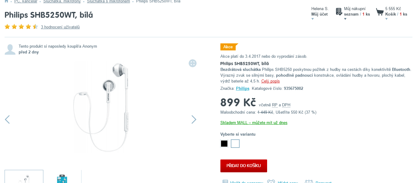 BT sluchátka Philips
