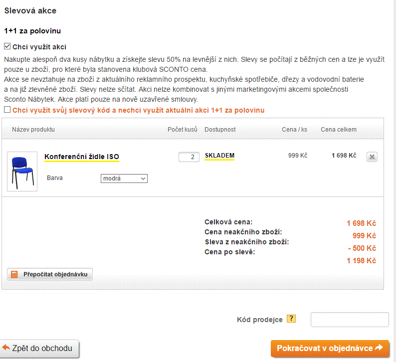 Sconto 1+1 za polovinu 