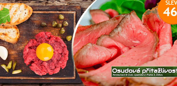 200g tatarský biftek nebo 400g roastbeef
