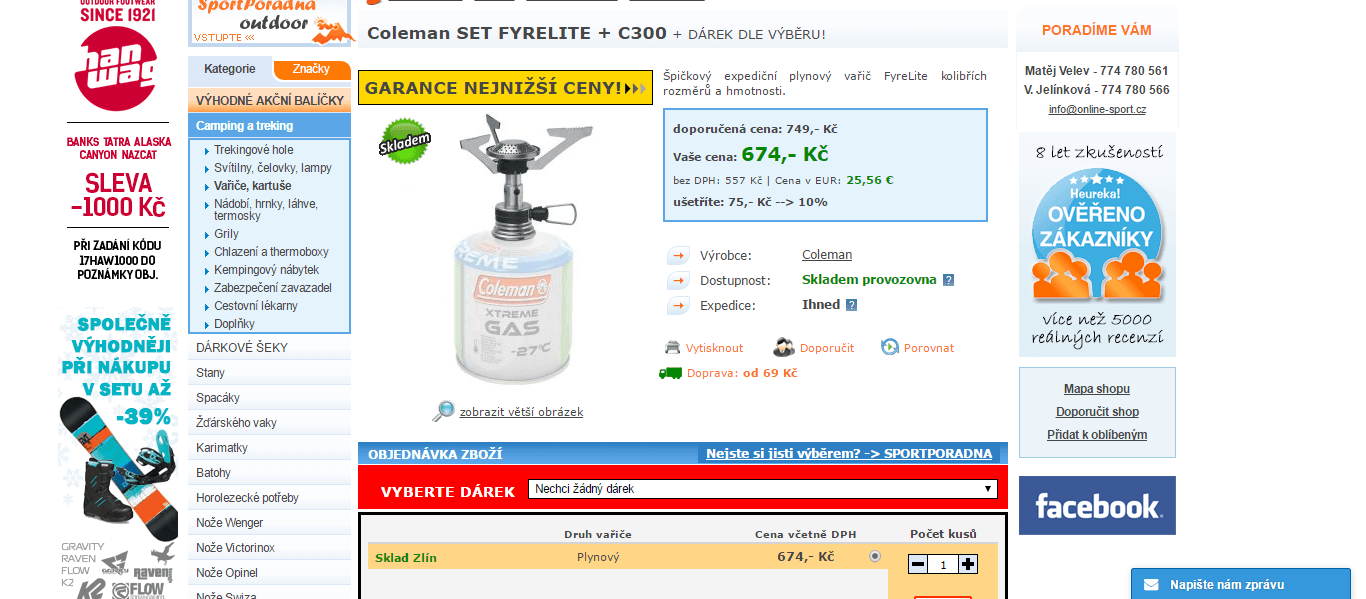 Hořák + kartuš Coleman FYRE STORM
