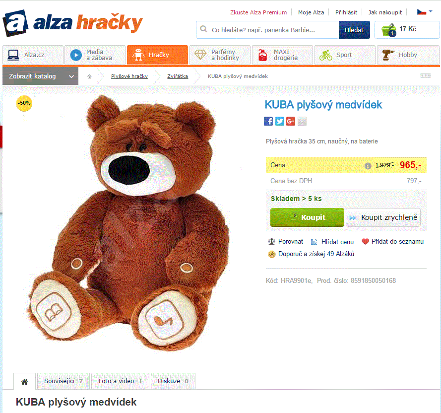 Interaktivní medvídek Kuba 35cm