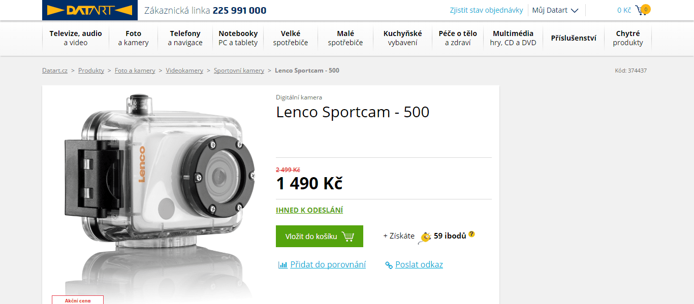 Sportovní kamera Lenco Sportcam-500