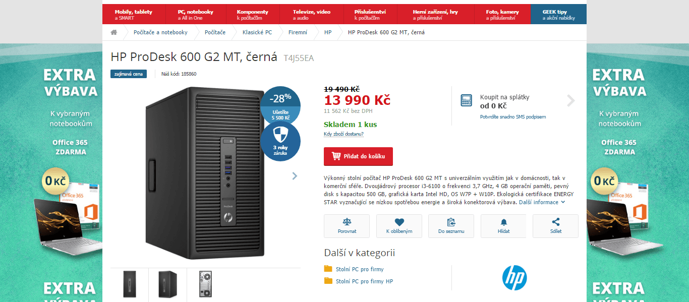 HP, i3 - 3,7 GHz, 4GB RAM, 500 GB HDD