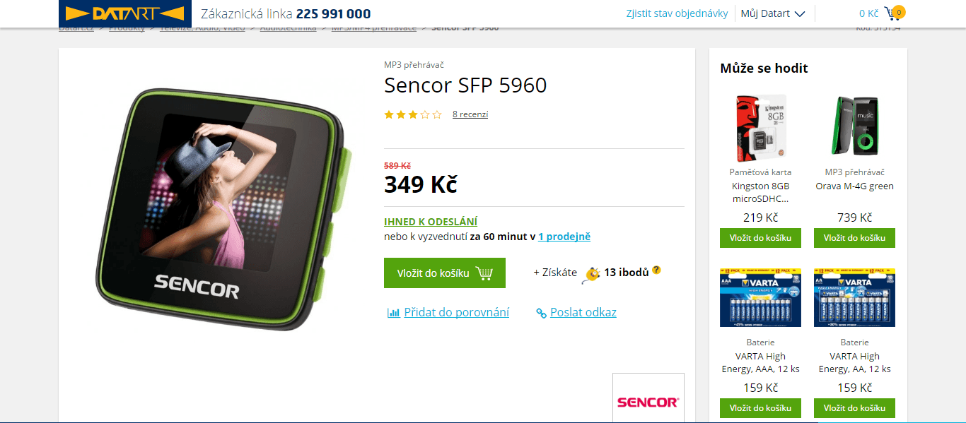 MP 4 Sencor, 1,8", FM rádio, USB