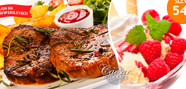 Steakové vepřové menu s oblohou pro 2
