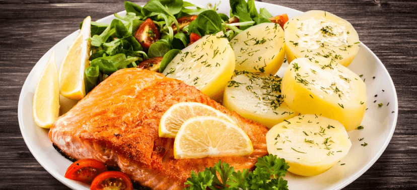 Steak z lososa na rukolovém lůžku