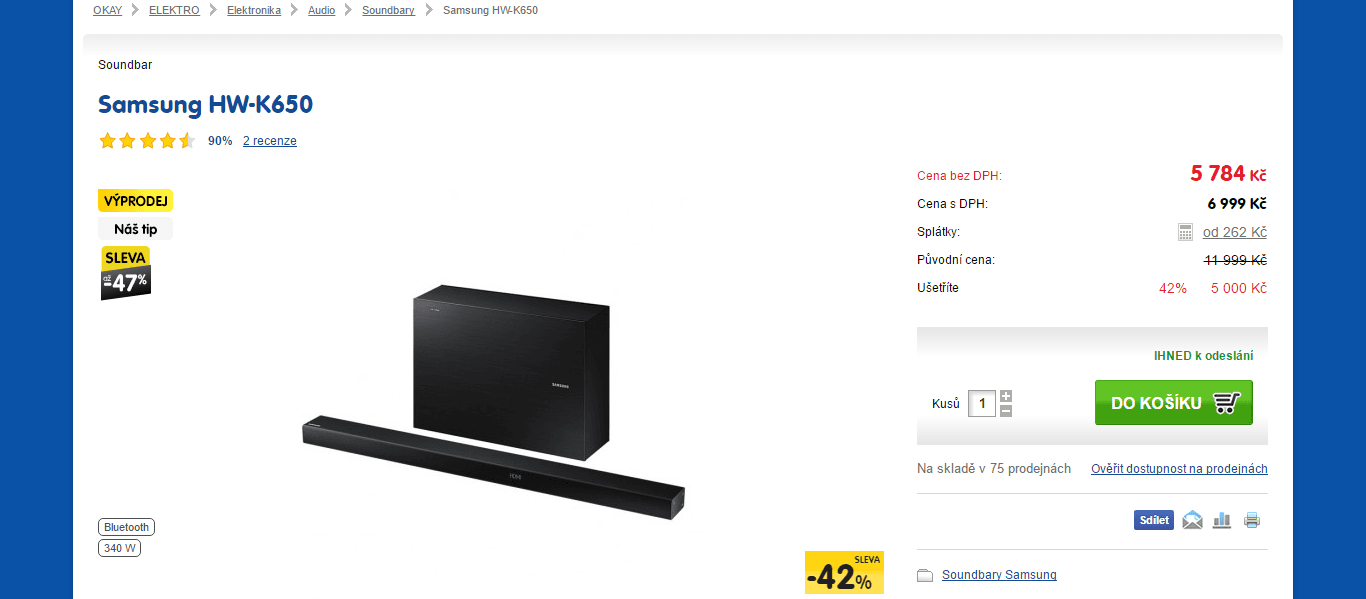 Soundbar Samsung HW-K650. 340 W