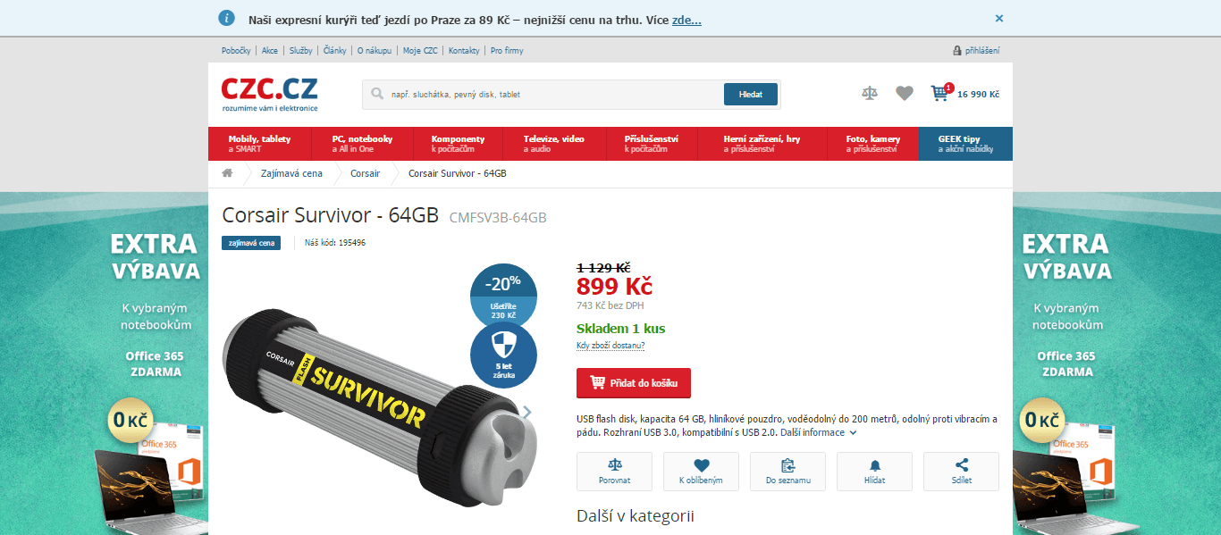 USB flash 3.1 Corsair Survivor 64GB