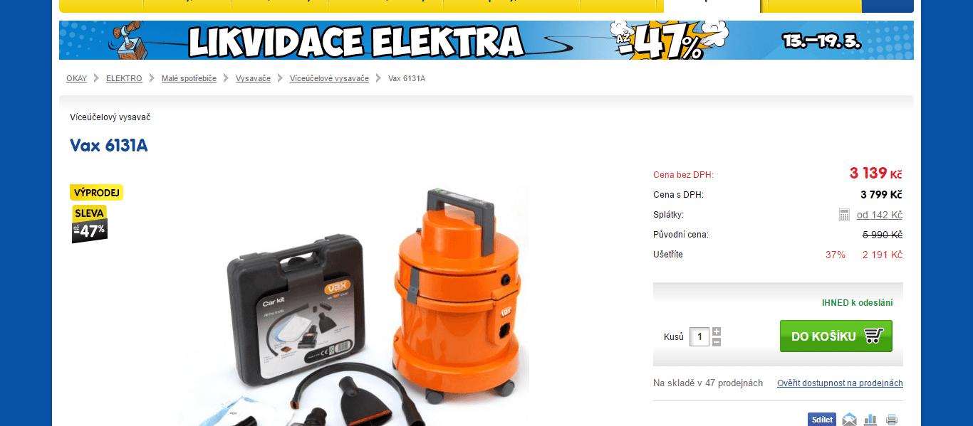 Vysavač na suché i mokré vysávání Vax 6131
