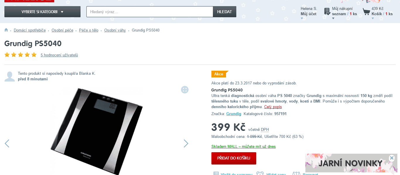 Chytrá osobní váha Grundig PS5040