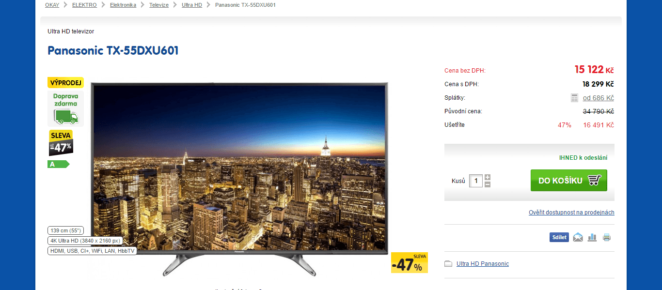 Ultra HD, Smart TV, 139 cm, Panasonic