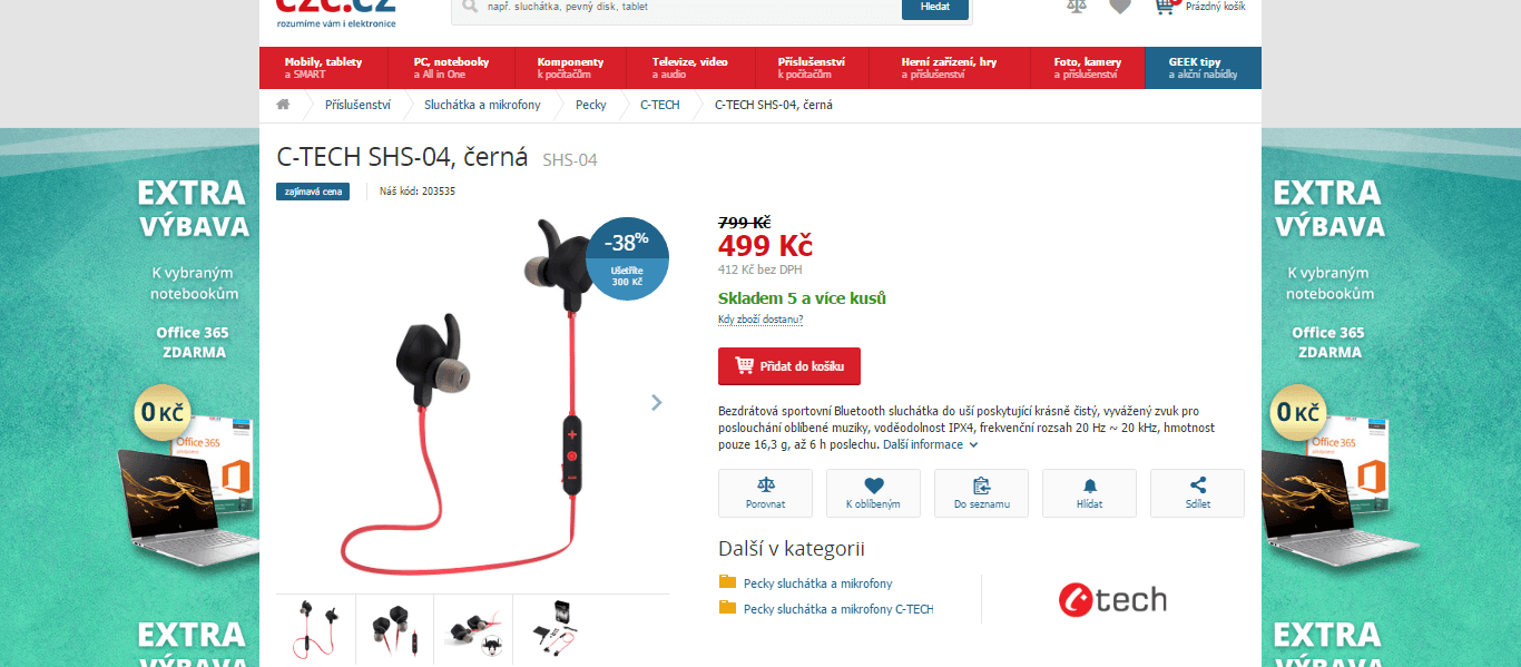 Bezdrátová sluchátka C-Tech SHS-04