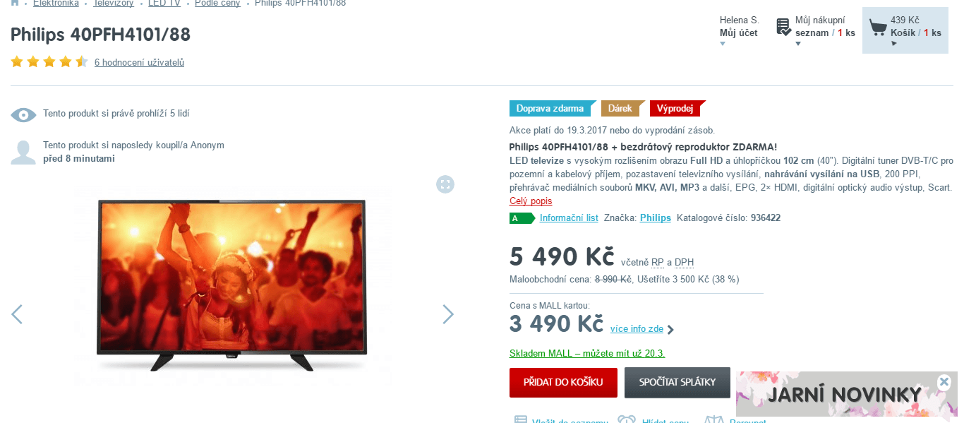 Full HD LED TV, 102 cm, Philips