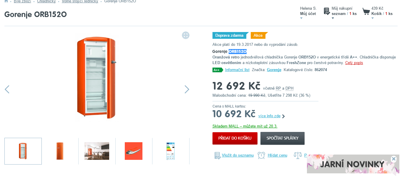 Unikátní retro lednice s mrazákem Gorenje