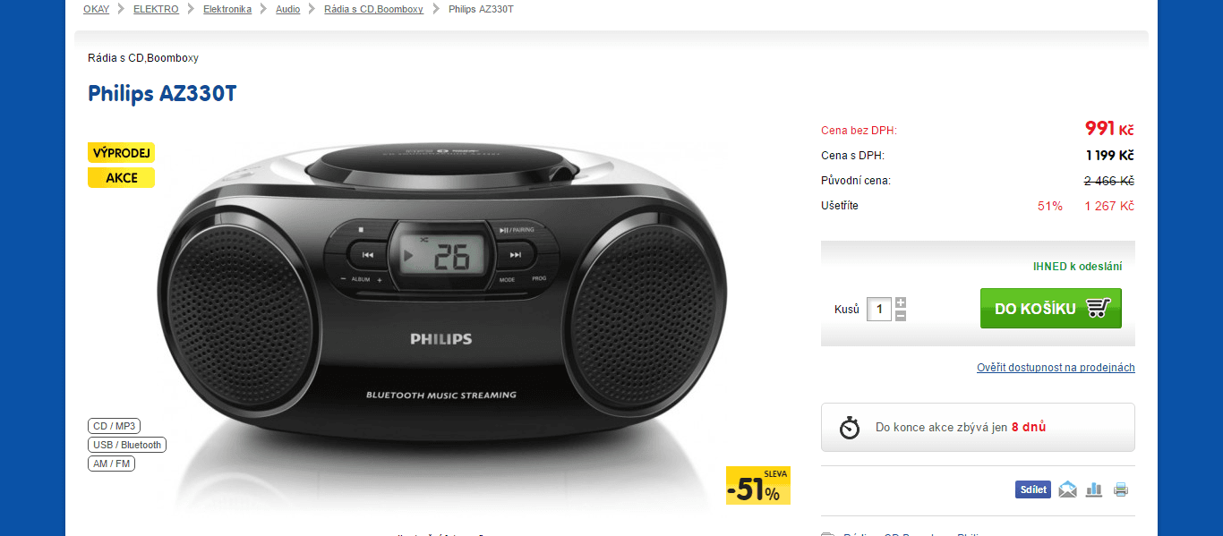 Bezdrátový CD přehrávač s rádiem Philips