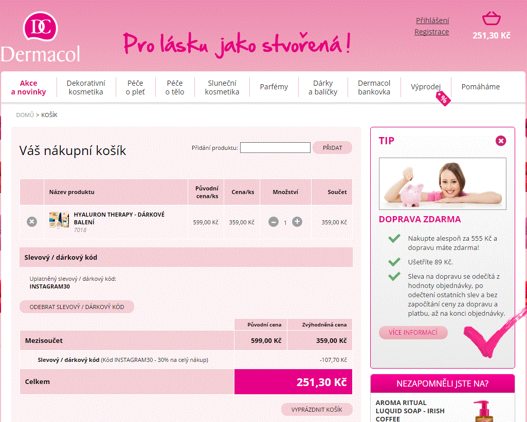 Dermacol - sleva 30% na vše