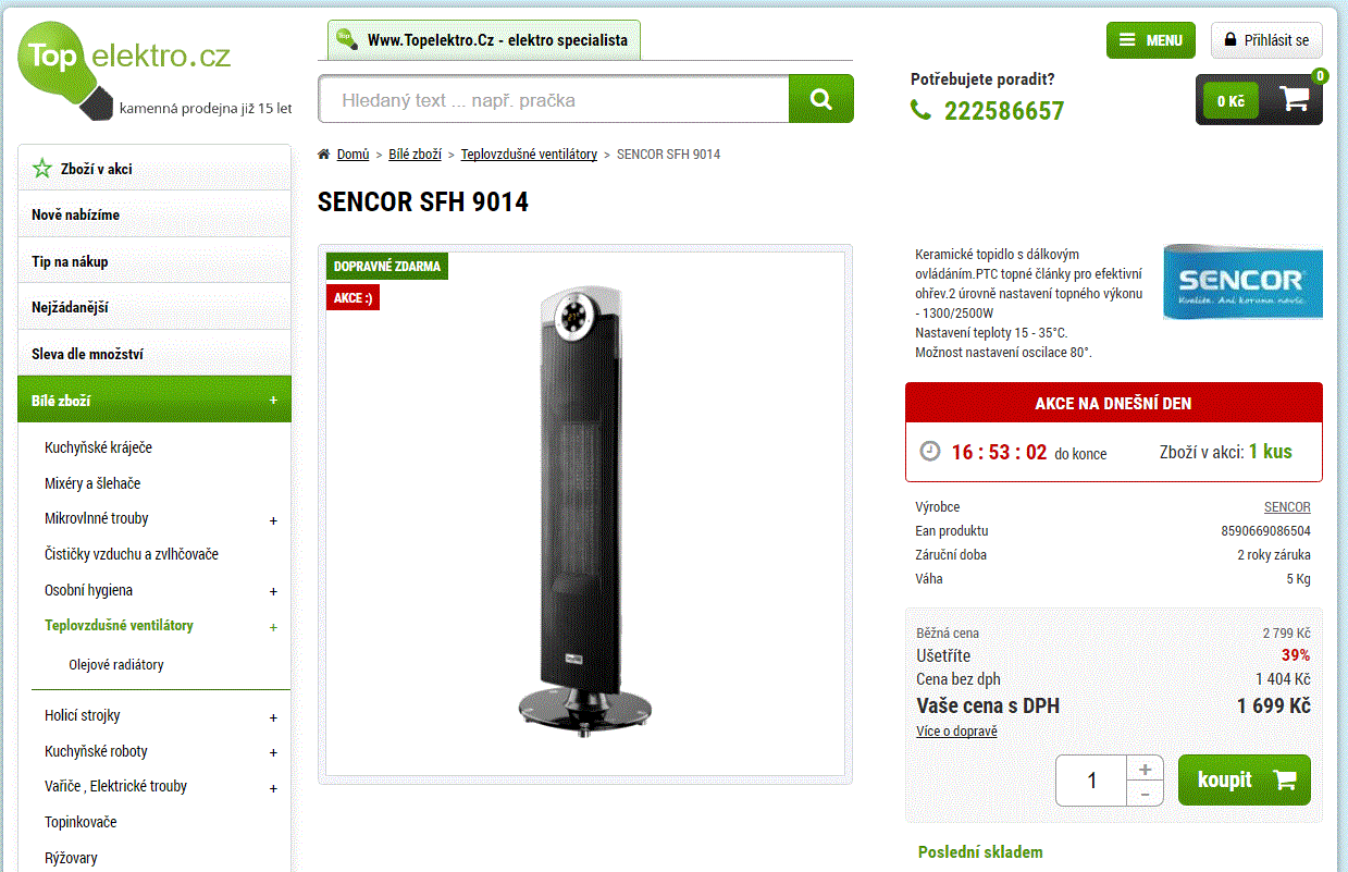 Keramické topidlo Sencor SFH 9014