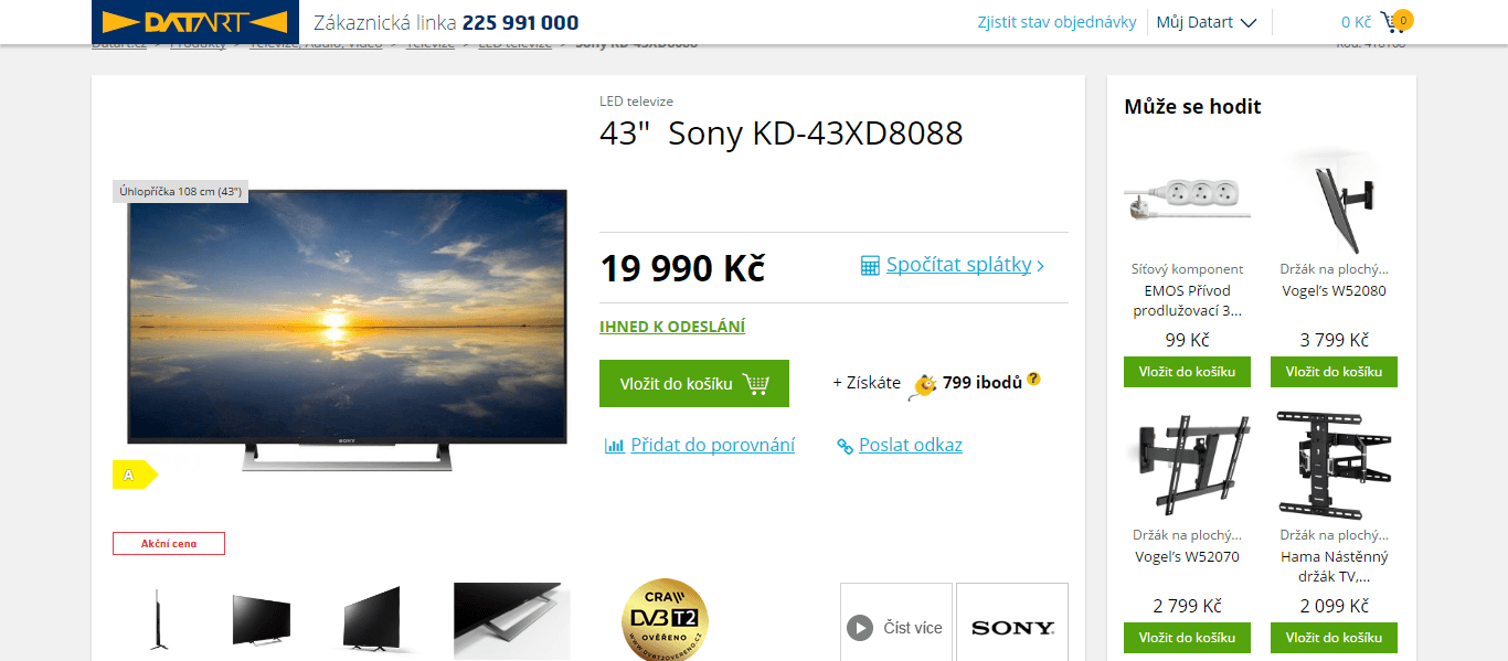 Ultra HD TV, Smart, 108 cm, SONY