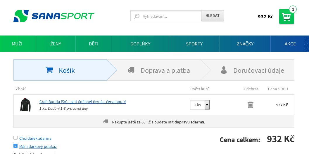 Craft Bunda PXC Light Softshel o 1000 Kč levněji
