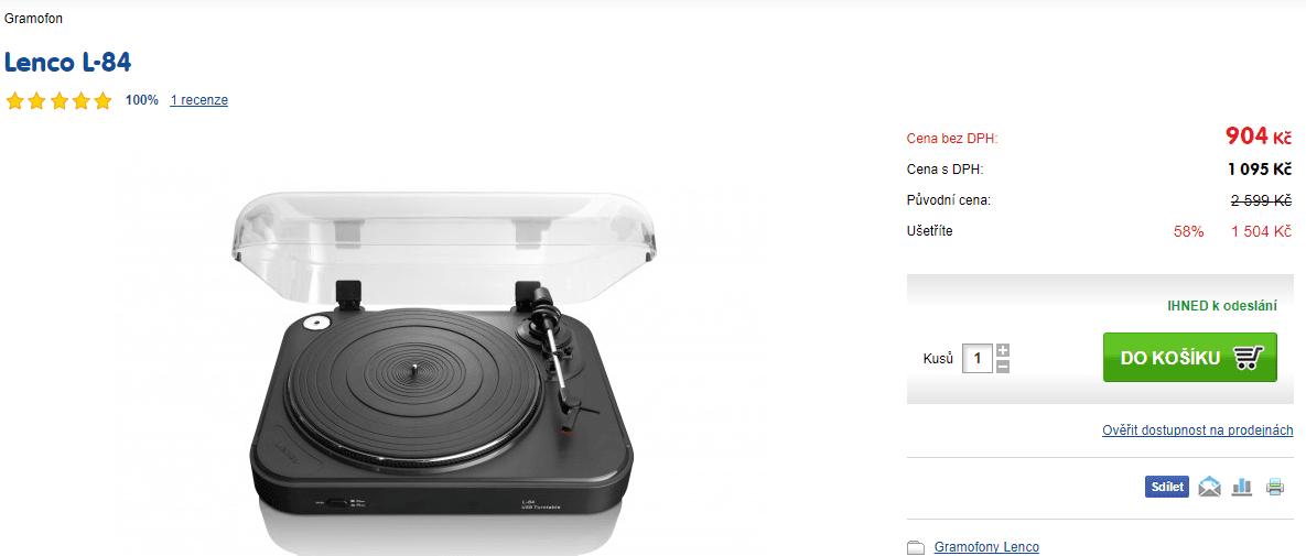 Gramofon s USB Lenco, záloha LP