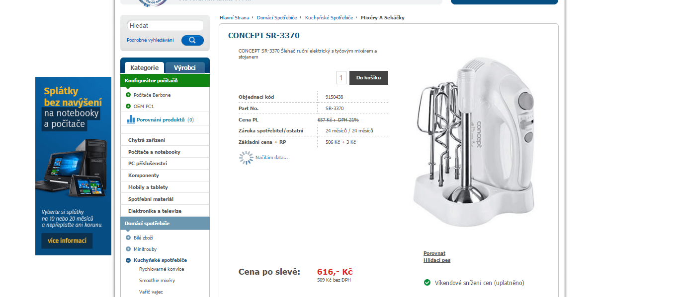 Hnětení, mixování, šlehání Concept SR-3370