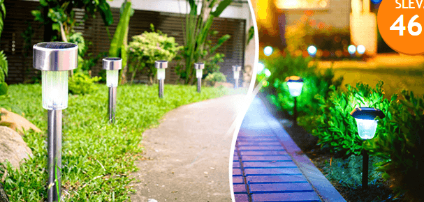 LED solární zahradní lampy 10 ks kovové provedení