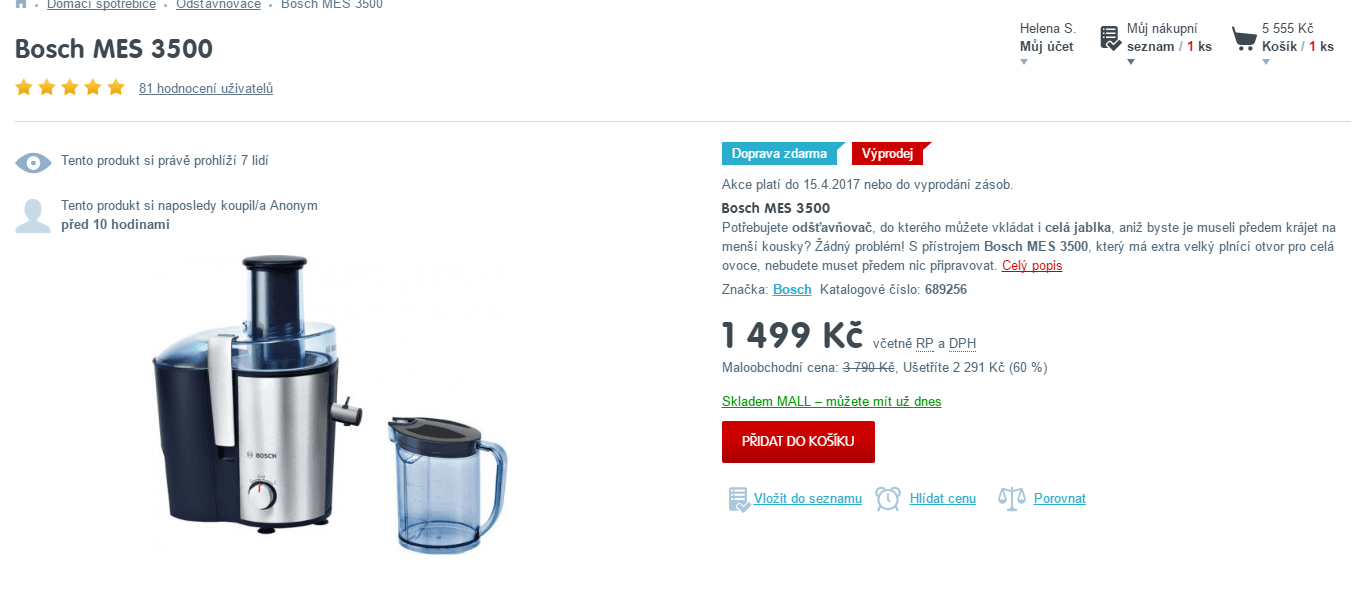 Odšťavňovač Bosch MES 3500