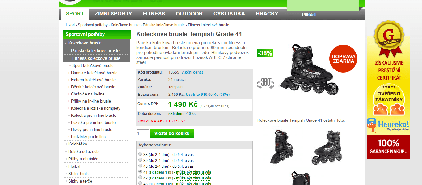 Pánské kolečkové brusle Tempish GRADE