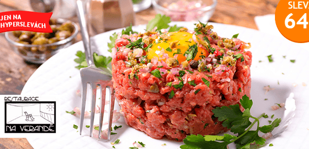 500g hovězí tatarák + neomezeně topinek