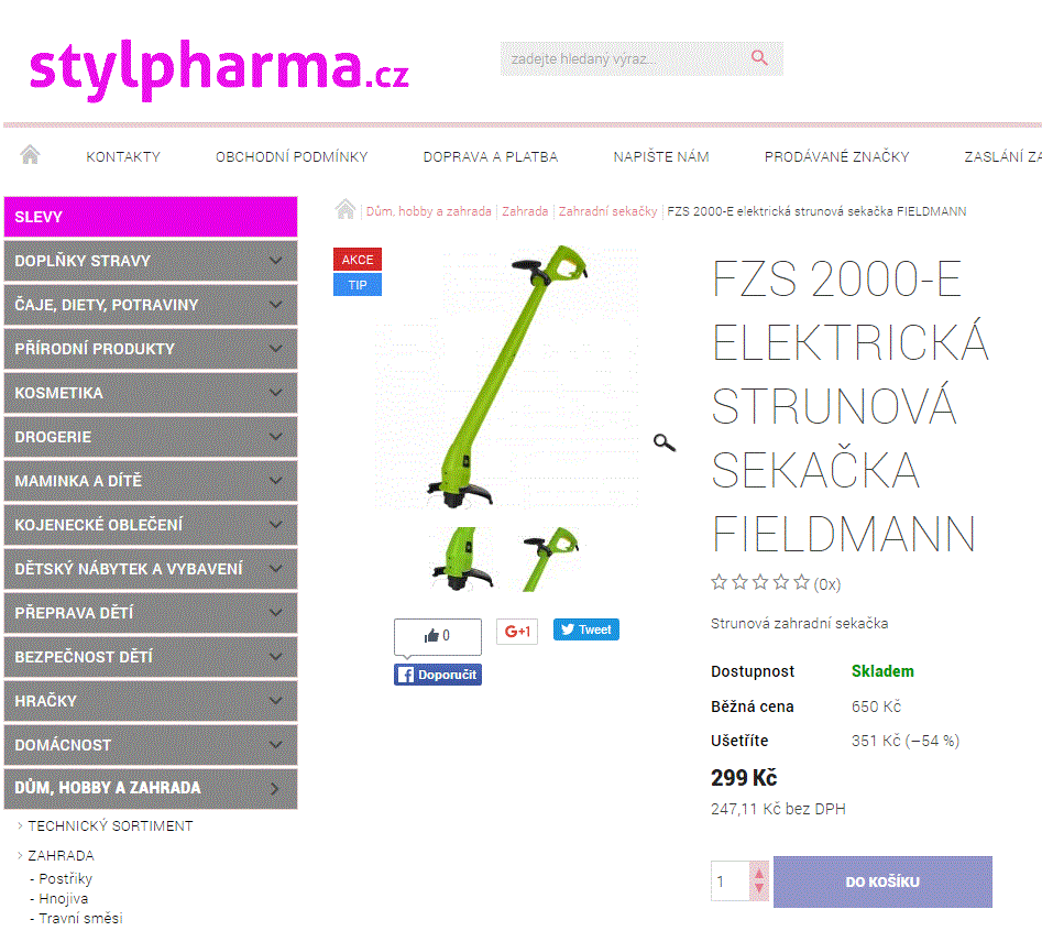Elektrická strunová sekačka Fieldmann, 250 W