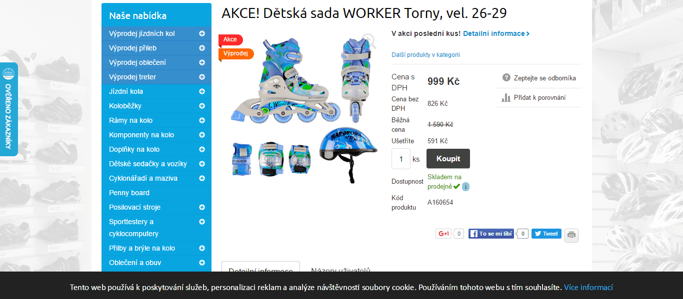 Dětský set kolečkových bruslí, chráničů a přilby