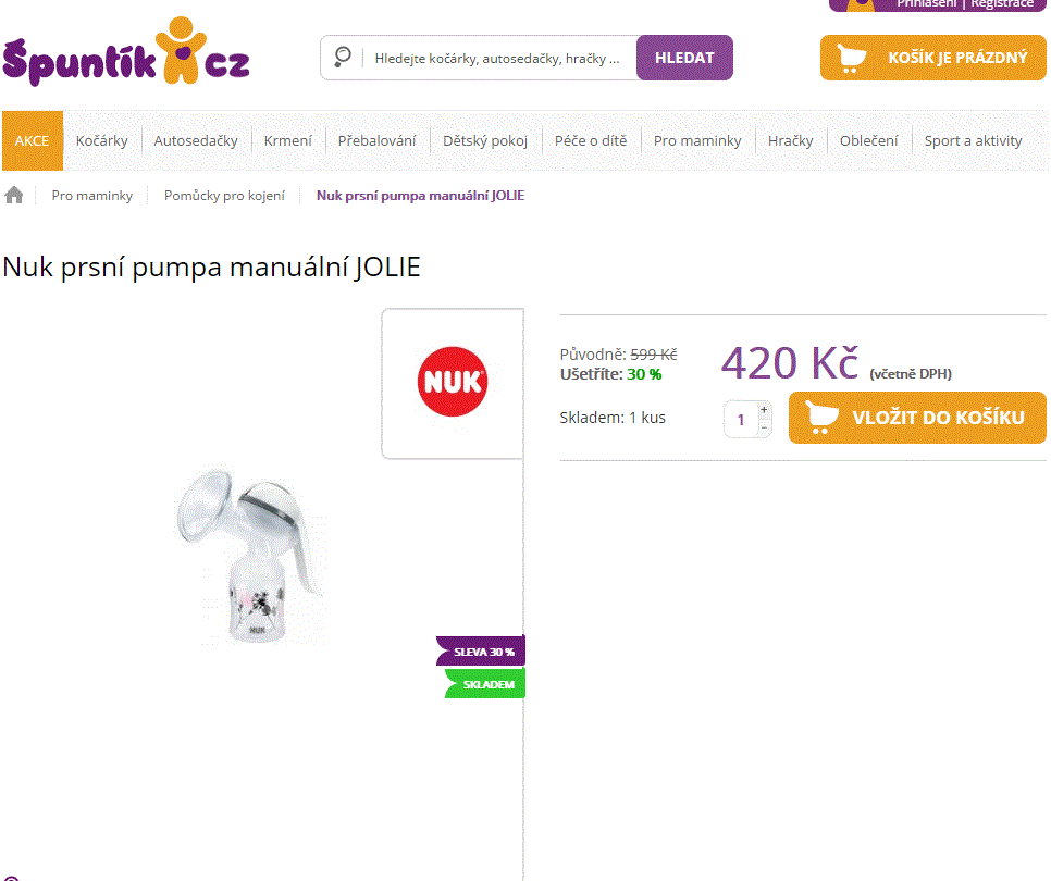 Manuální odsávačka mléka NUK